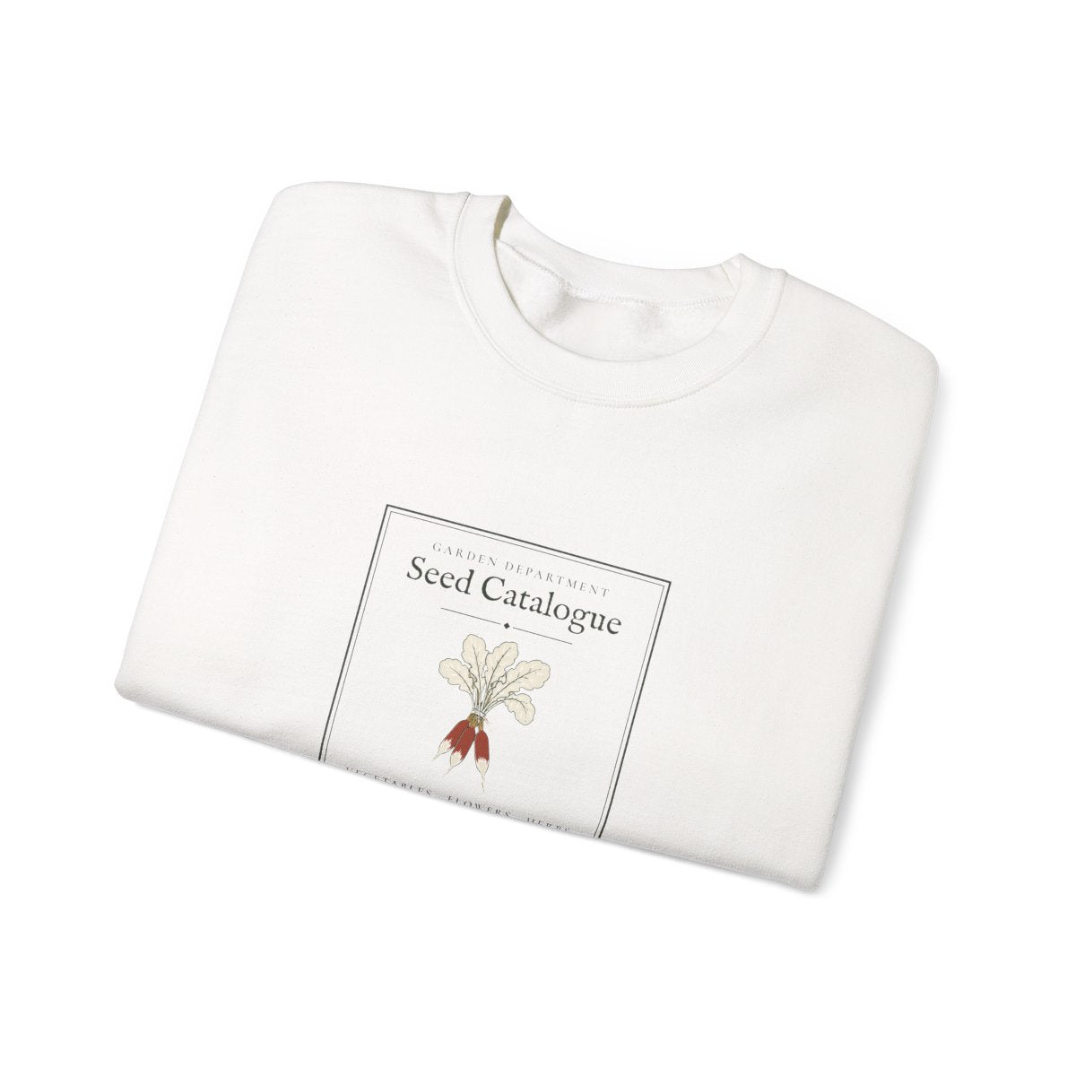 Seed Catalogue Crewneck in White, folded