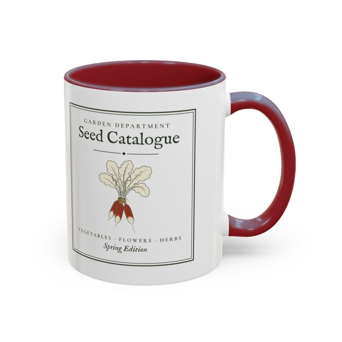 Seed Catalogue Mug in Maroon, right side
