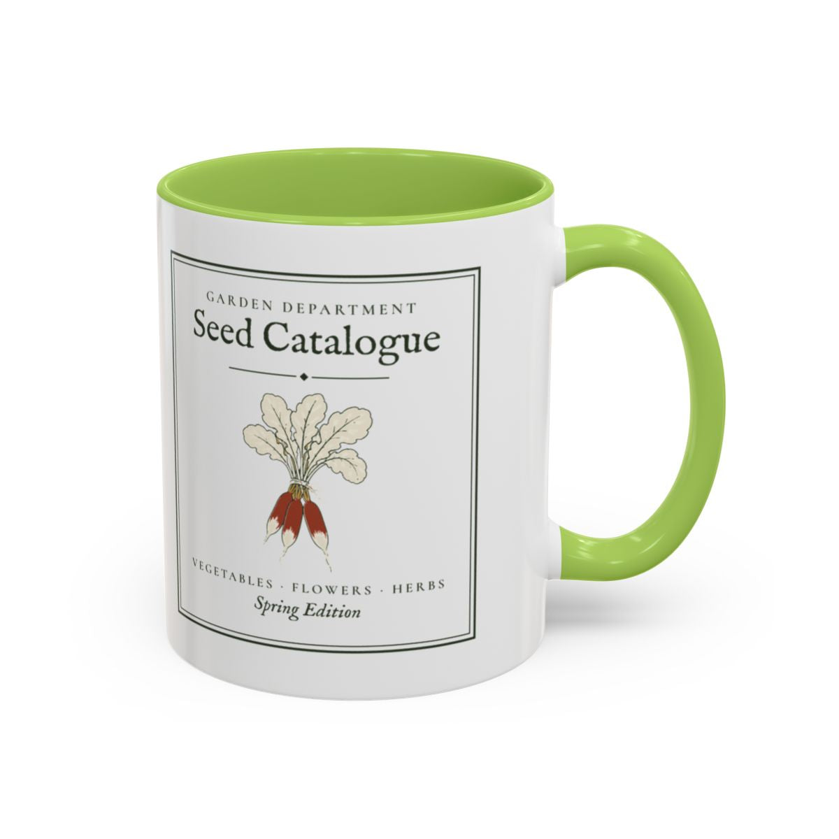 Seed Catalogue Mug in Light Green, right side