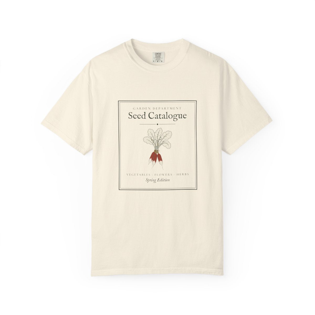 Seed Catalogue Tee in Ivory, front view