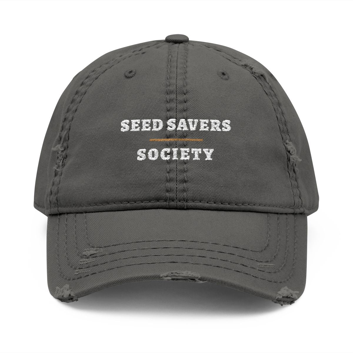 Seed Savers Dad Hat in Charcoal Grey, front view