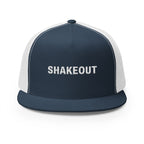 Shakeout Trucker Cap in Navy/White, front view