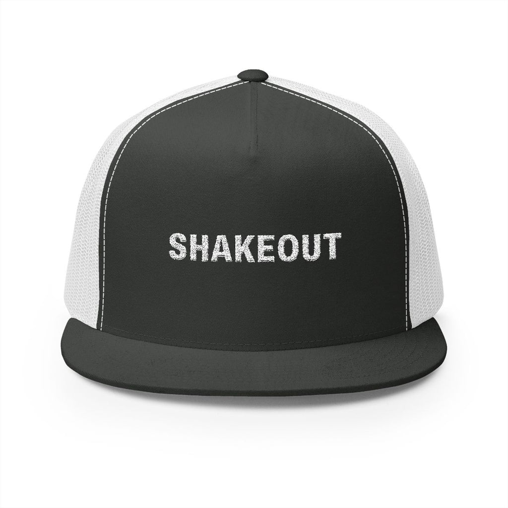 Shakeout Trucker Cap in Charcoal/White, front view