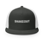 Shakeout Trucker Cap in Charcoal/White, front view