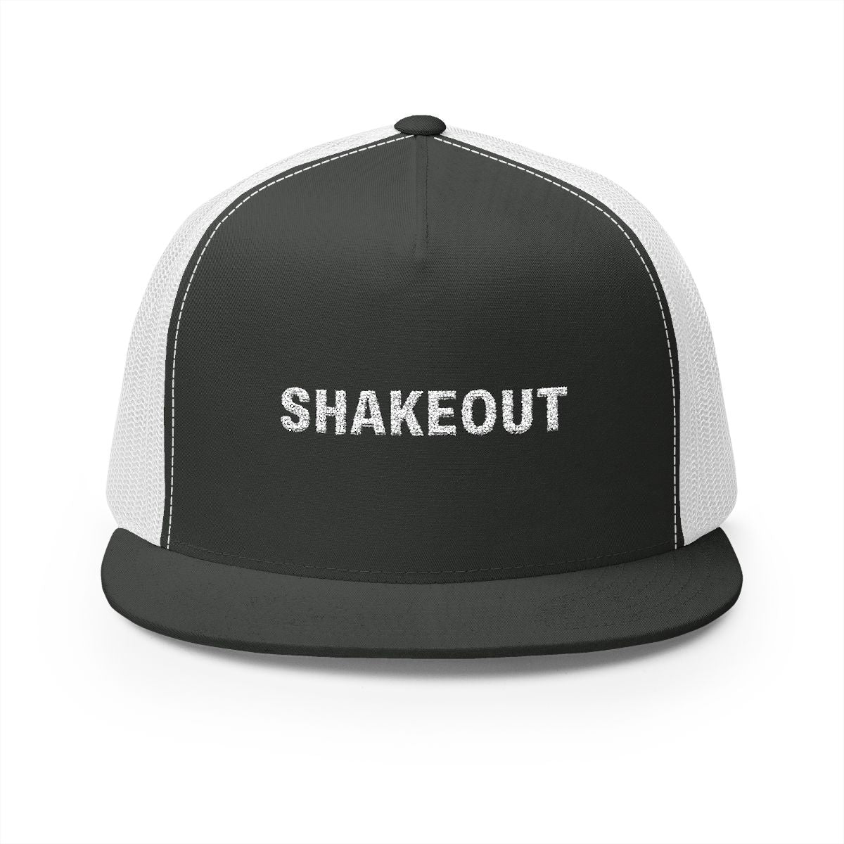 Shakeout Trucker Cap in Charcoal/White, front view