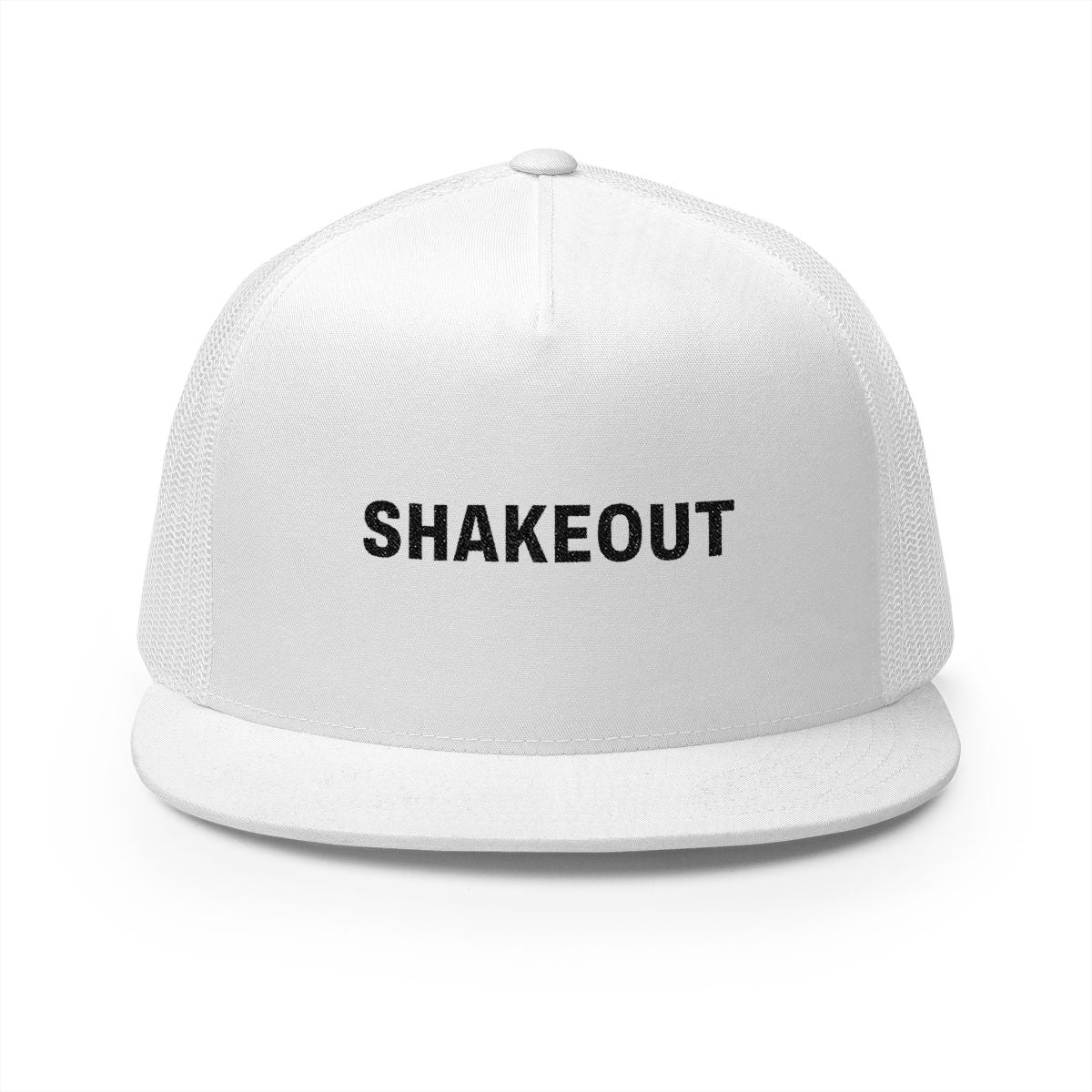 Shakeout Trucker Cap in White, front view