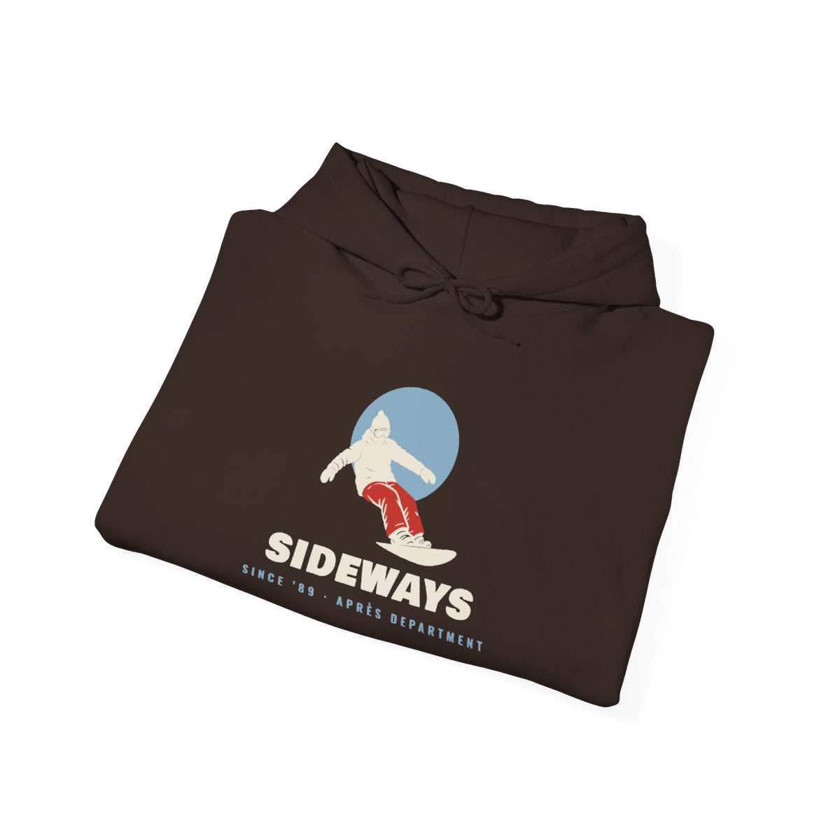 Sideways Since ’89 Hoodie in Dark Chocolate, folded