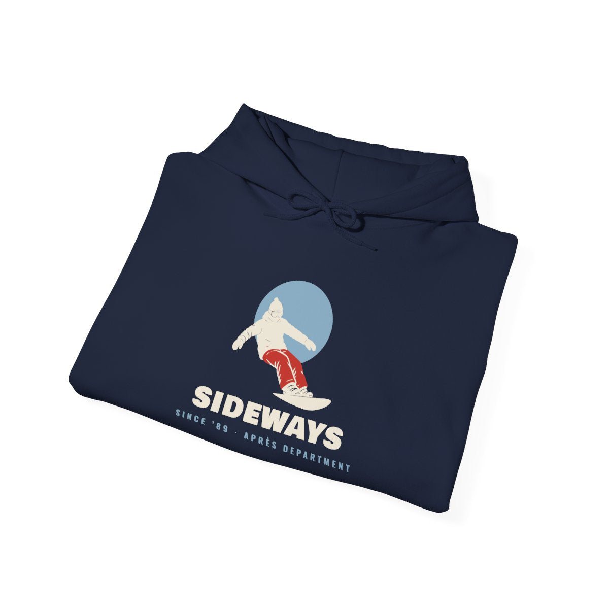 Sideways Since ’89 Hoodie in Navy, folded