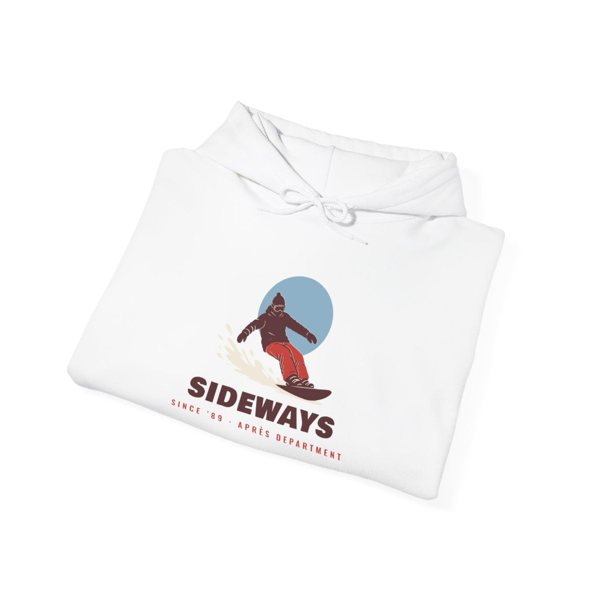 Sideways Since ’89 Hoodie in White, folded