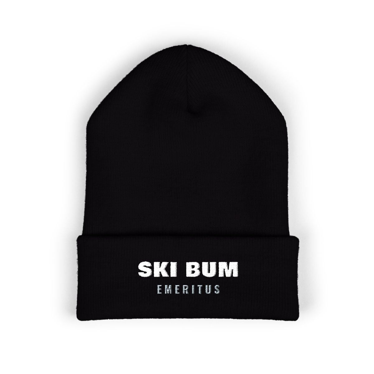 Ski Bum Emeritus Beanie in Black, front view