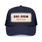 Ski Bum Emeritus Trucker Hat in Dark Navy, front view