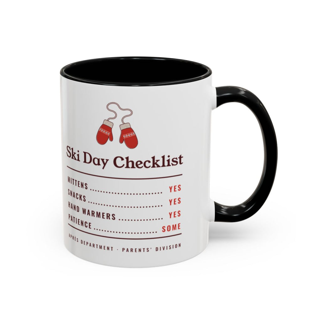 Ski Day Checklist Mug in Black, right side
