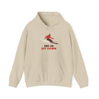 Ski In, Sit Down Hoodie in Sand, front view