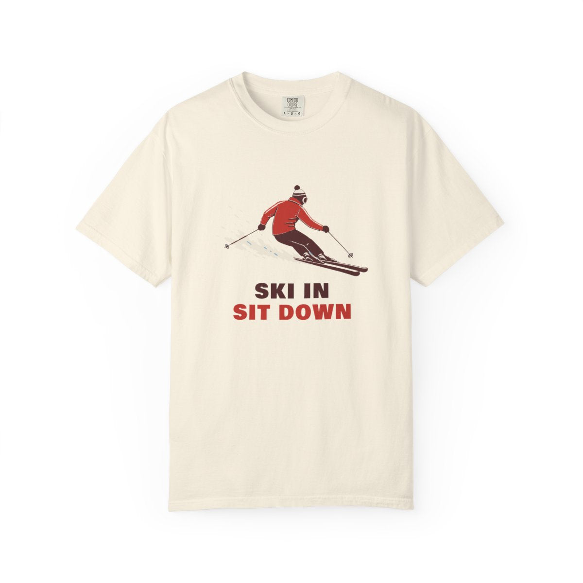 Ski In, Sit Down Tee in Ivory, front view