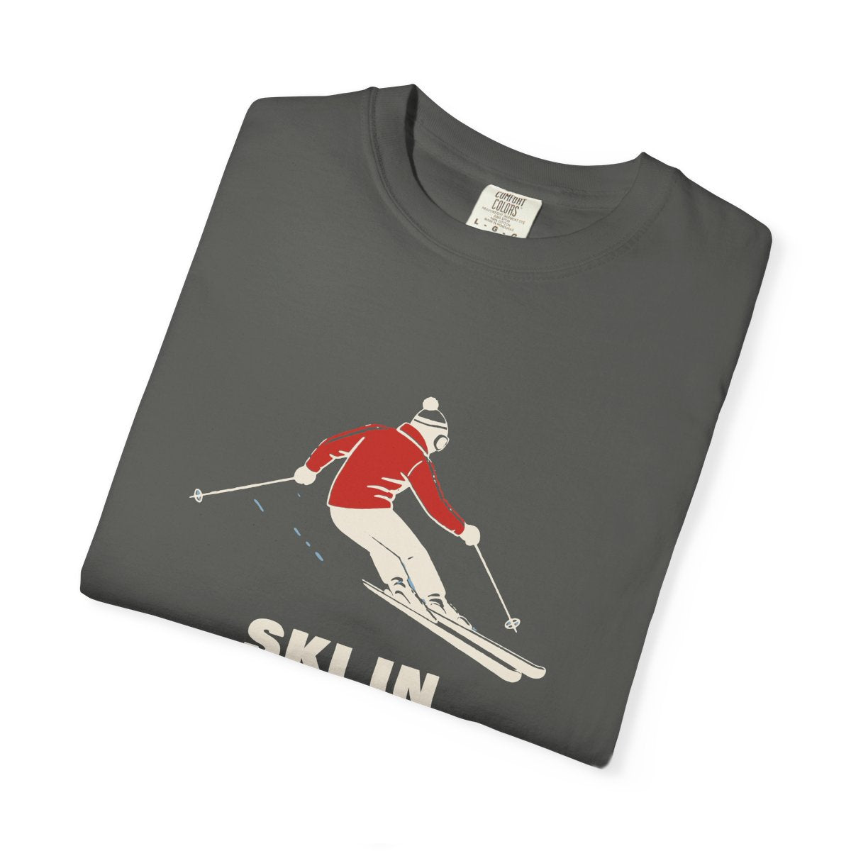 Ski In, Sit Down Tee in Pepper, folded