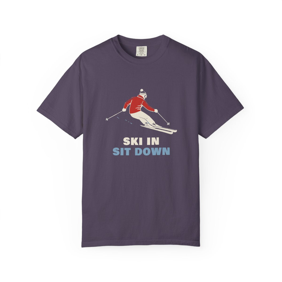 Ski In, Sit Down Tee in Wine, front view