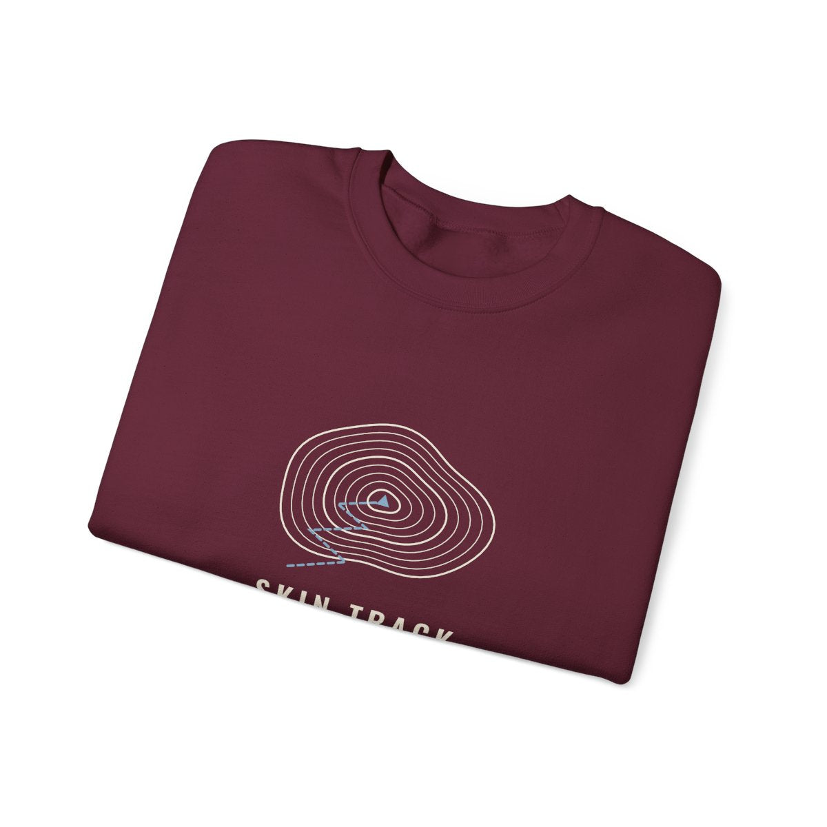 Skin Track Crewneck in Maroon, folded