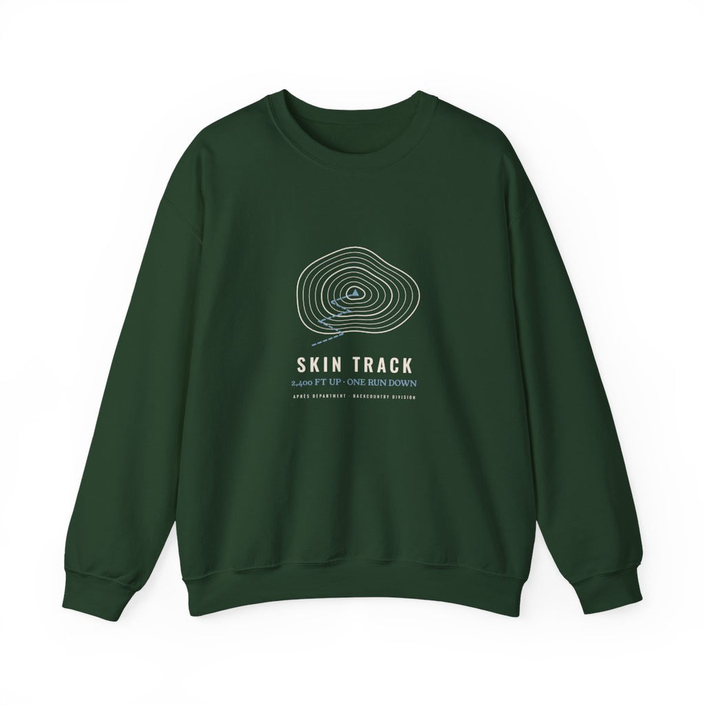Skin Track Crewneck in Forest Green, front view