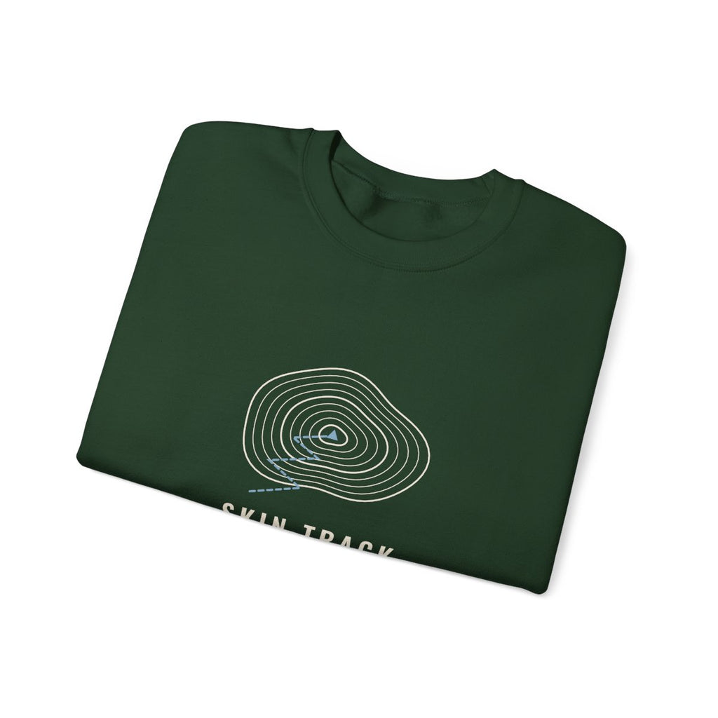 Skin Track Crewneck in Forest Green, folded