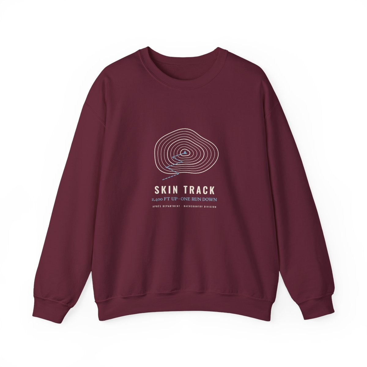 Skin Track Crewneck in Maroon, front view