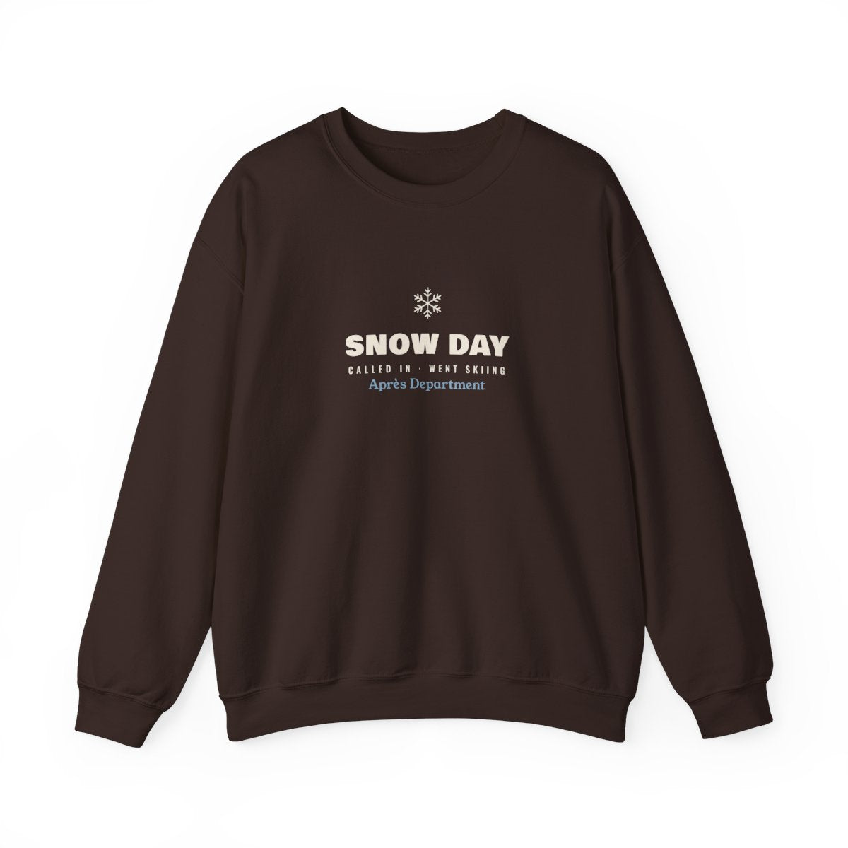 Snow Day Crewneck in Dark Chocolate, front view