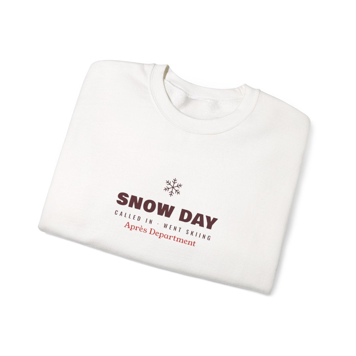Snow Day Crewneck in White, folded