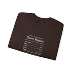 Snow Report Crewneck in Dark Chocolate, folded