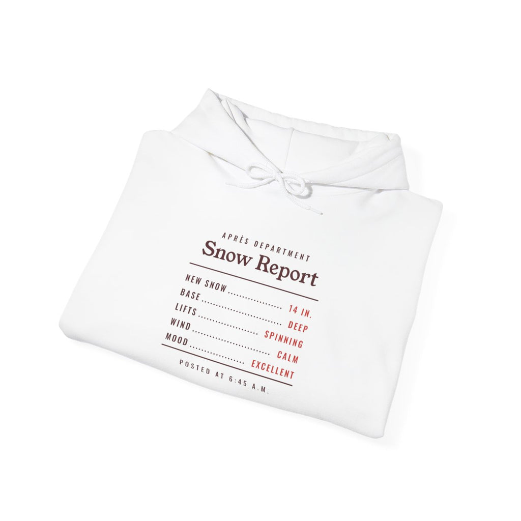 Snow Report Hoodie in White, folded