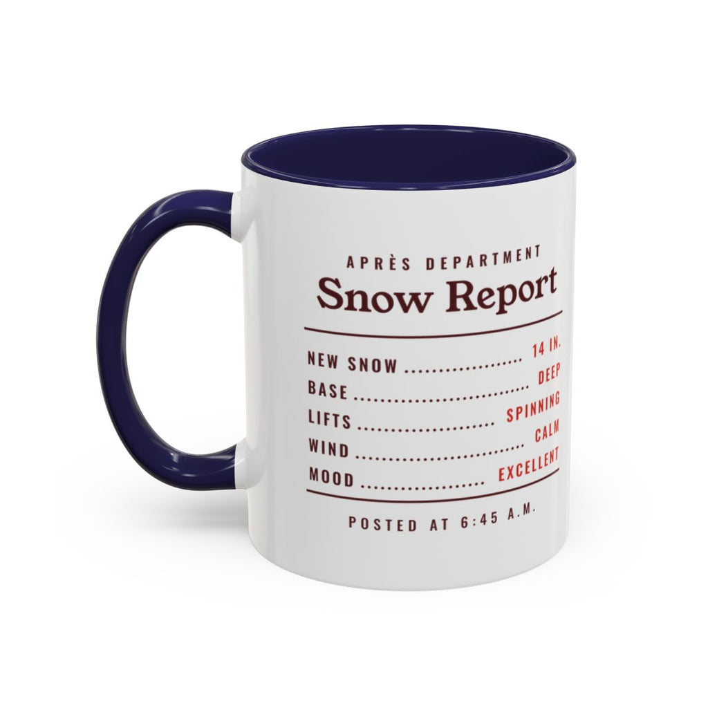 Snow Report Mug in Navy, left side