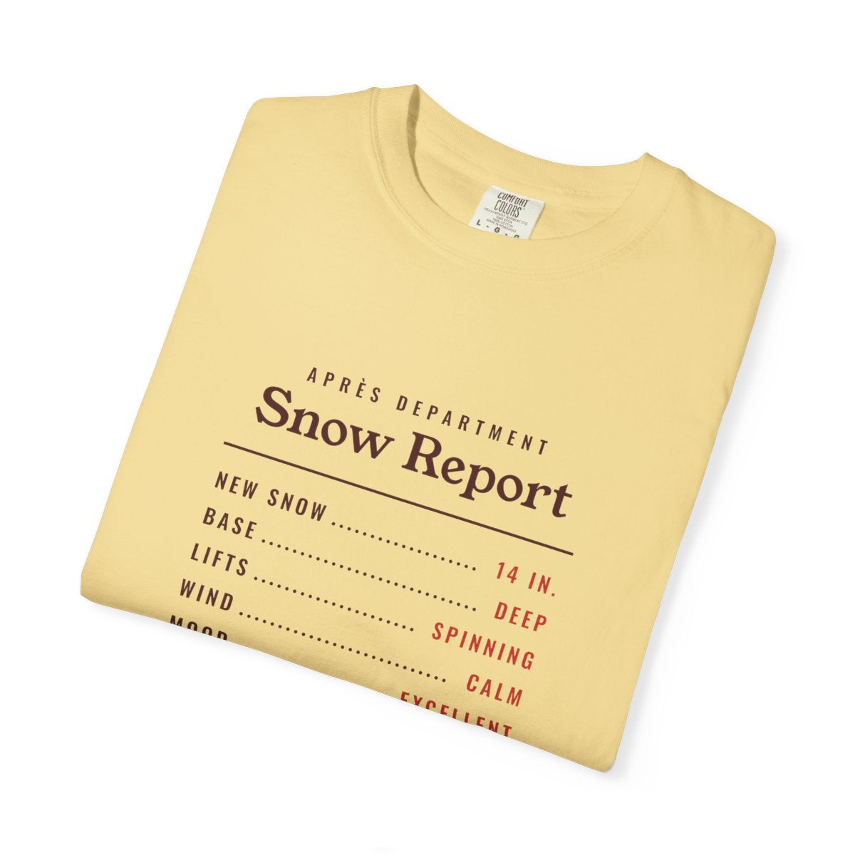 Snow Report Tee in Butter, folded