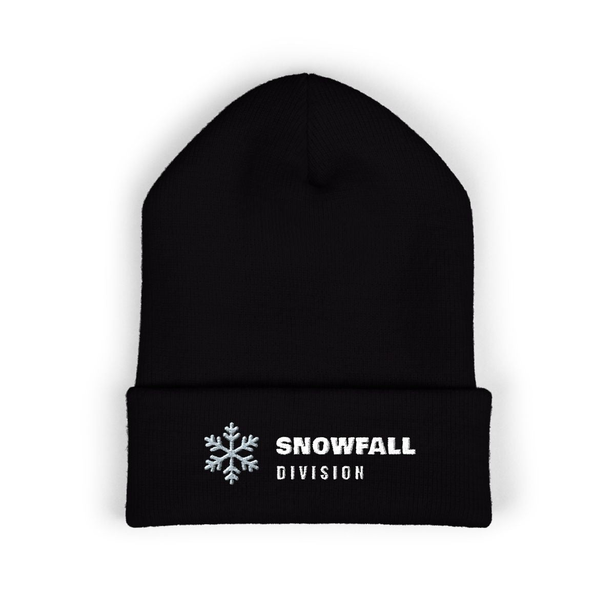 Snowfall Division Beanie in Black, front view