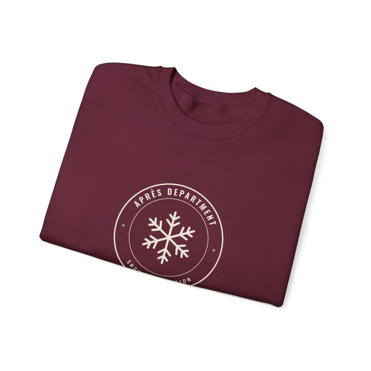 Snowfall Division Seal Crewneck in Maroon, folded