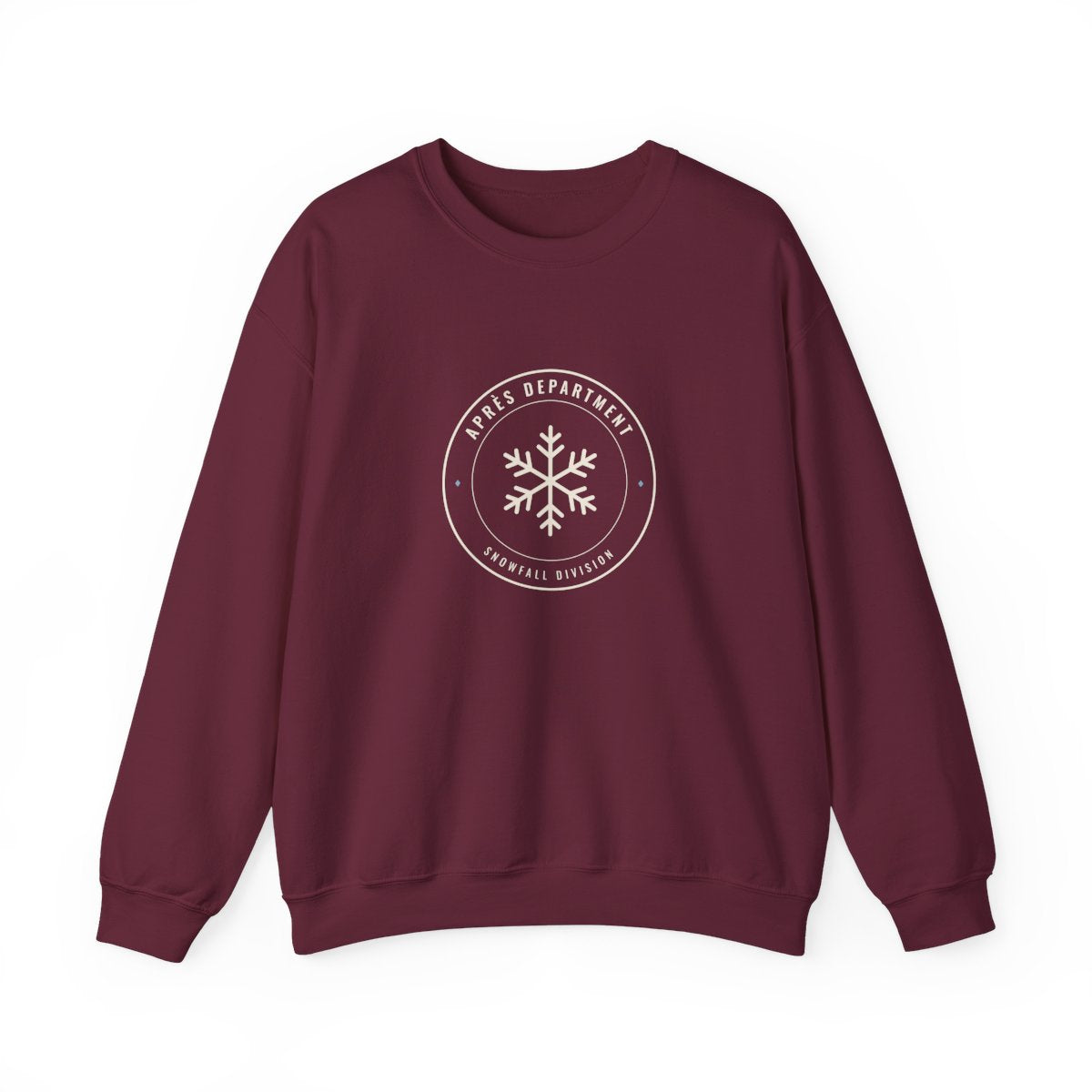 Snowfall Division Seal Crewneck in Maroon, front view