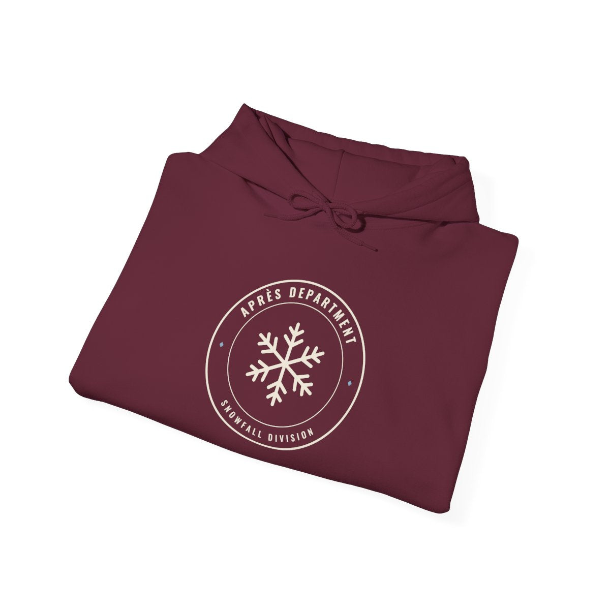 Snowfall Division Seal Hoodie in Maroon, folded
