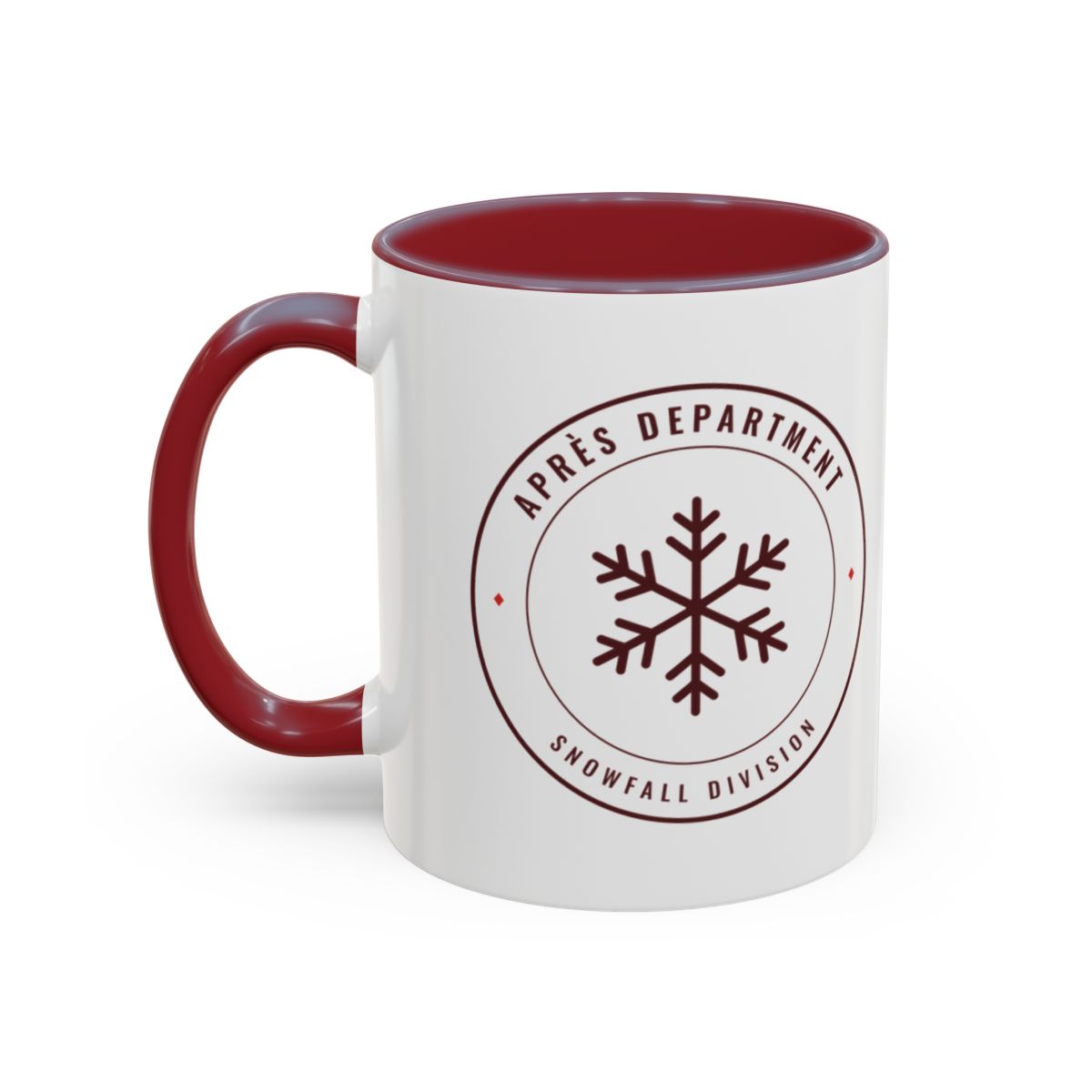 Snowfall Division Seal Mug in Maroon, left side