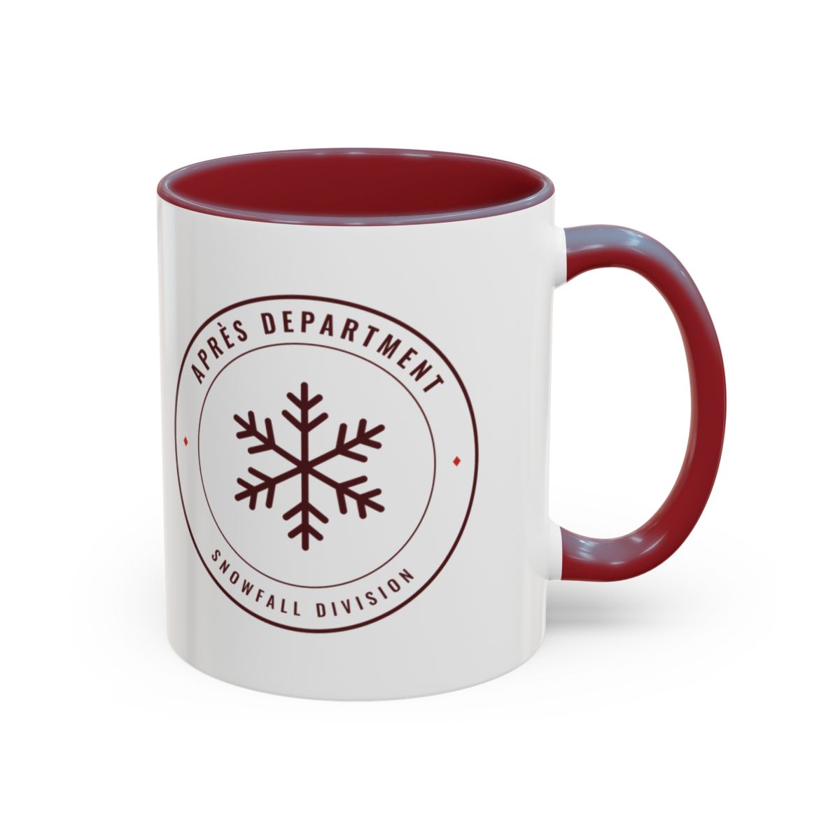Snowfall Division Seal Mug in Maroon, right side