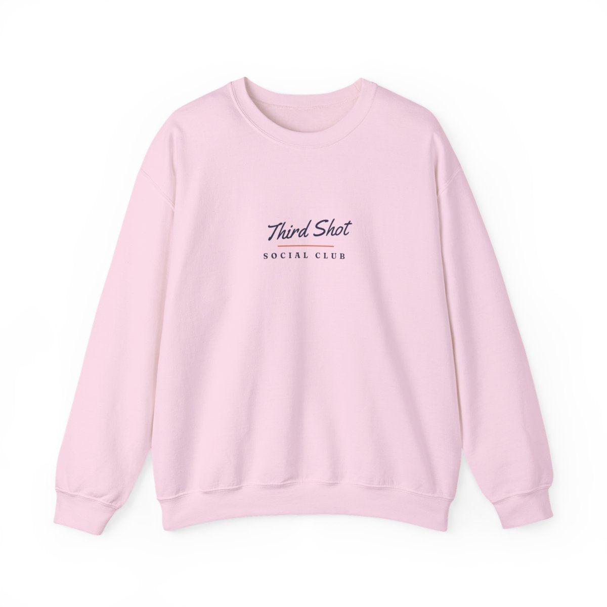 Social Club Script Crewneck in Light Pink, front view
