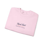 Social Club Script Crewneck in Light Pink, folded