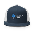 Social Pace Trucker Cap in Navy/White, front view