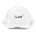 Social Trucker Hat in White, front view