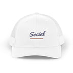 Social Trucker Hat in White, front view