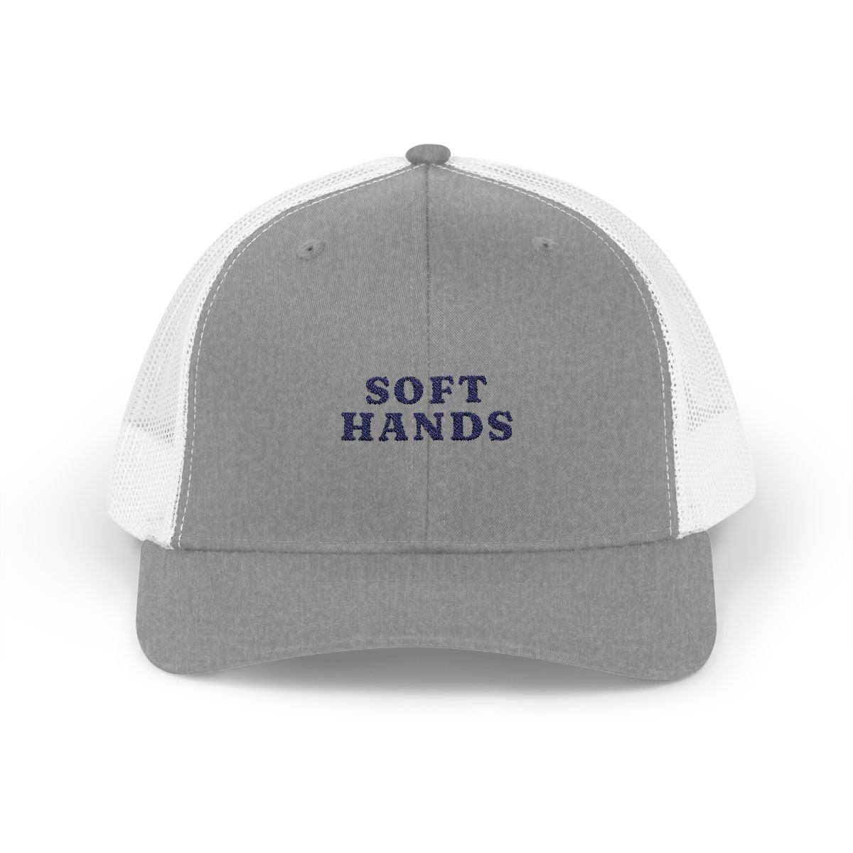 Soft Hands Trucker Hat in Heather Grey / White, front view