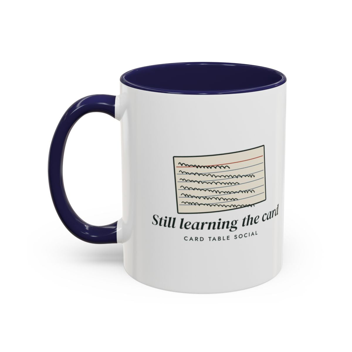 Still Learning the Card Mug in Navy, left side