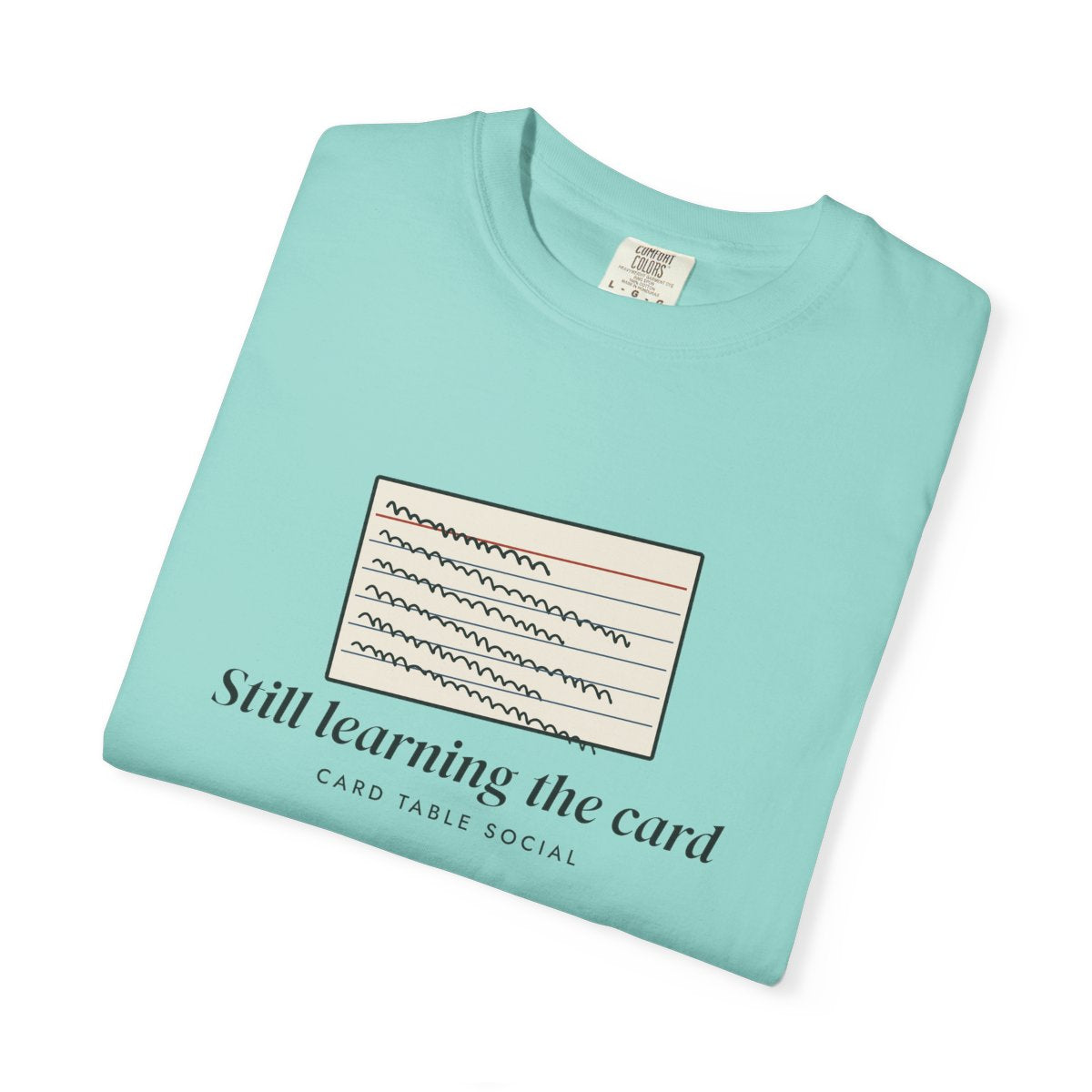 Still Learning the Card Tee in Chalky Mint, folded