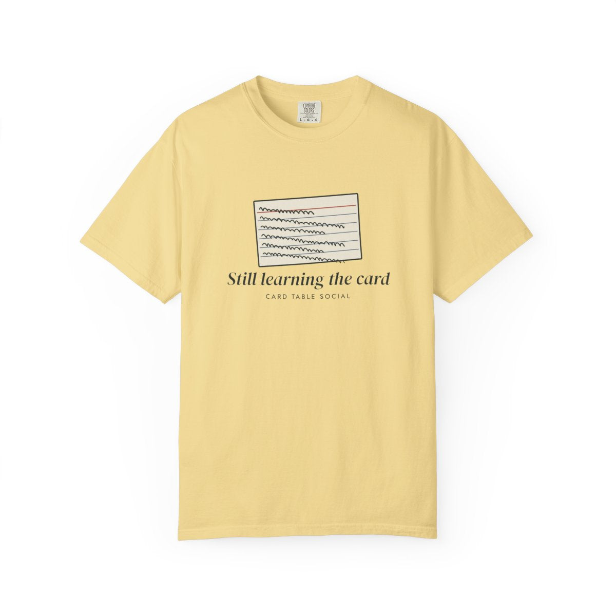 Still Learning the Card Tee in Butter, front view
