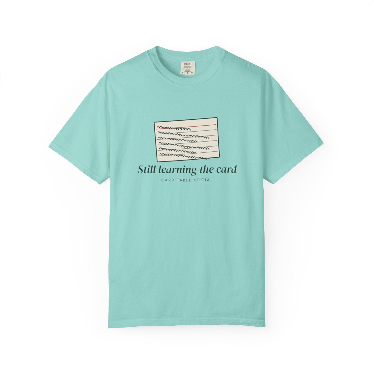 Still Learning the Card Tee in Chalky Mint, front view