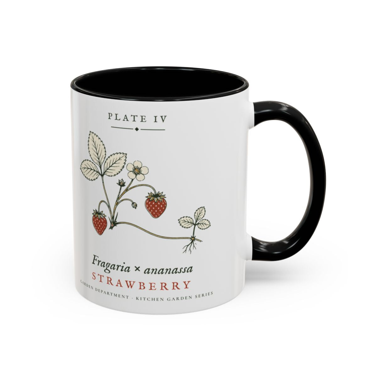 Strawberry Plate Mug in Black, right side