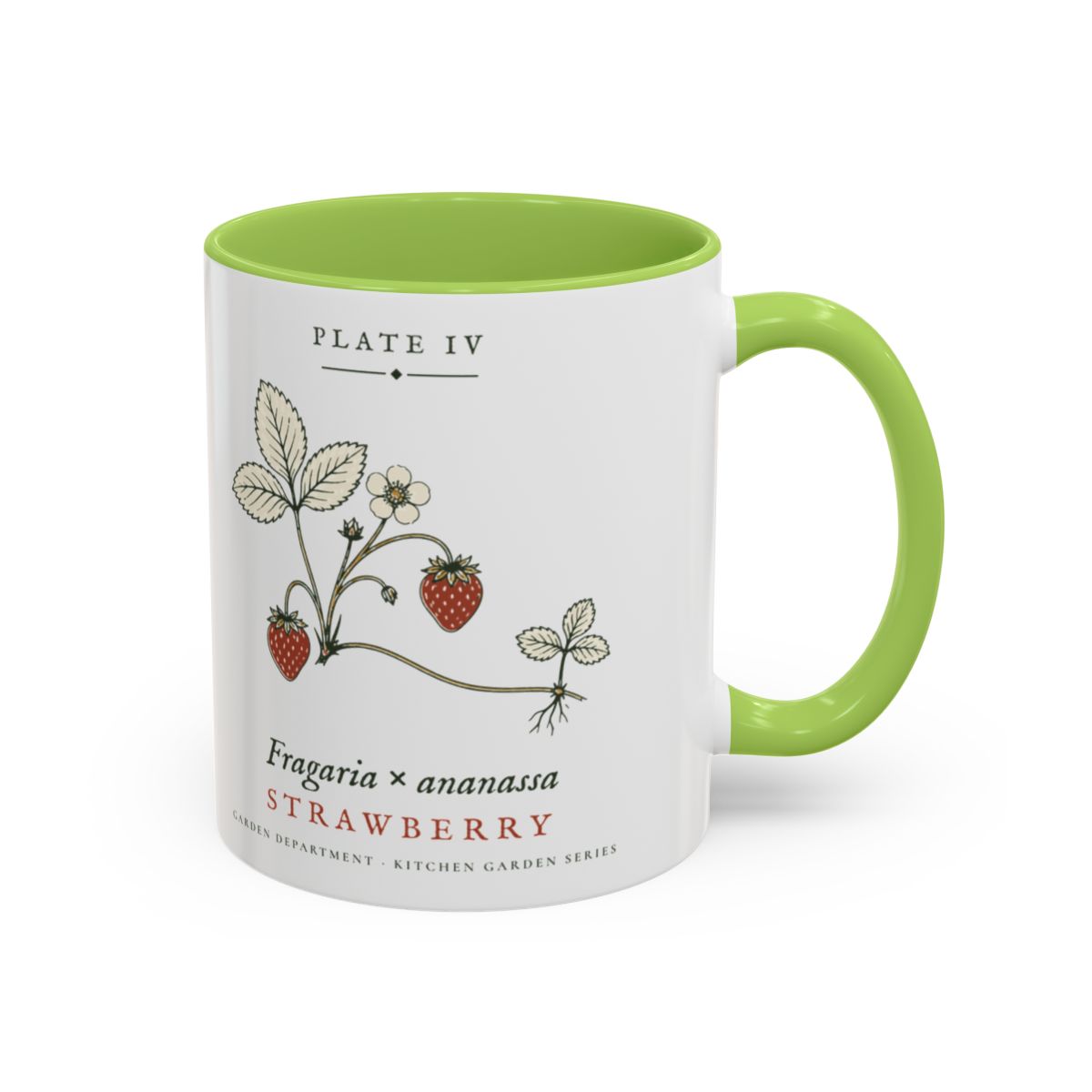Strawberry Plate Mug in Light Green, right side