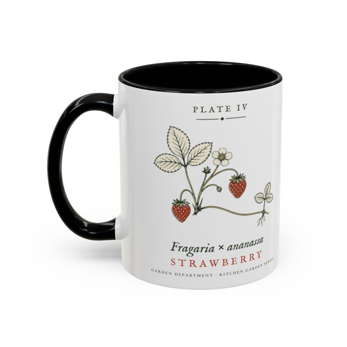 Strawberry Plate Mug in Black, left side
