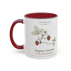 Strawberry Plate Mug in Maroon, left side